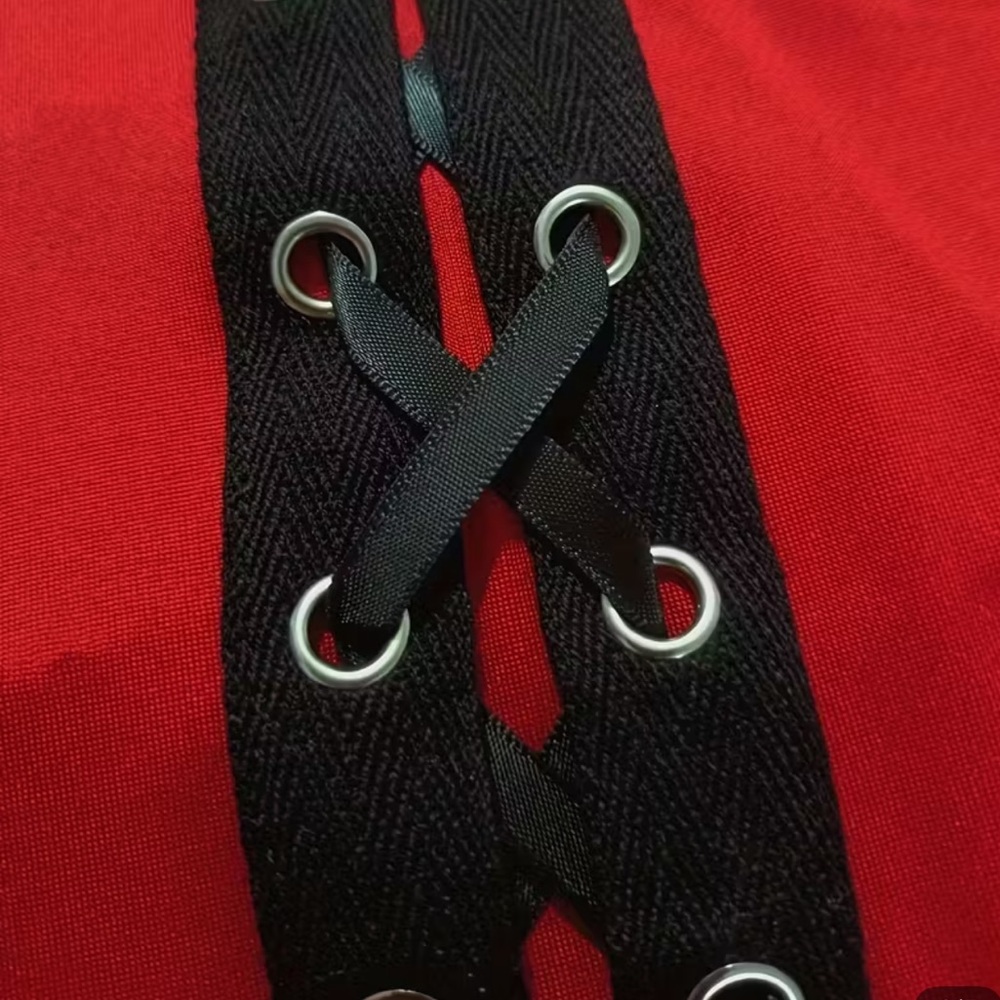 Elegant Red Sleeveless Tank Top with Black Lace-Up Detail size 2X NWOT - Picture 7 of 9